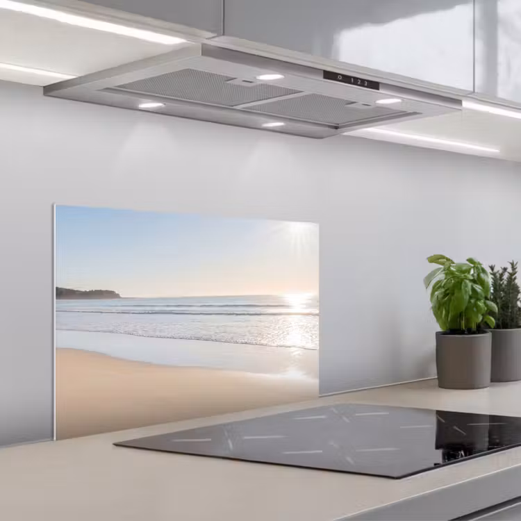 Zee - Zon - Zand keuken achterwand spatscherm klein -3d_schuin