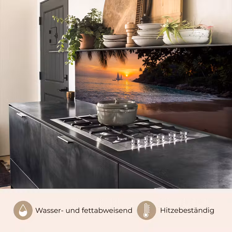 Zee - Zonsondergang - Boot - Natuur - Oranje keuken achterwand 2 middel -usp_DE