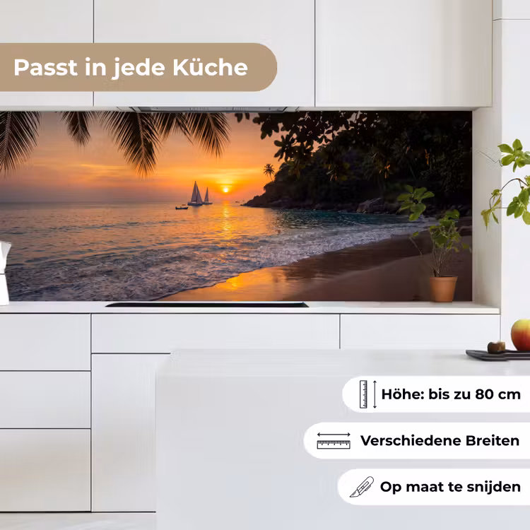 Zee - Zonsondergang - Boot - Natuur - Oranje keuken achterwand 2 middel -sfeer4_DE
