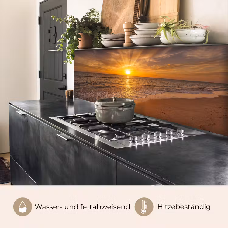Zee - Zonsondergang - Golven - Kust - Oranje keuken achterwand 2 middel -usp_DE