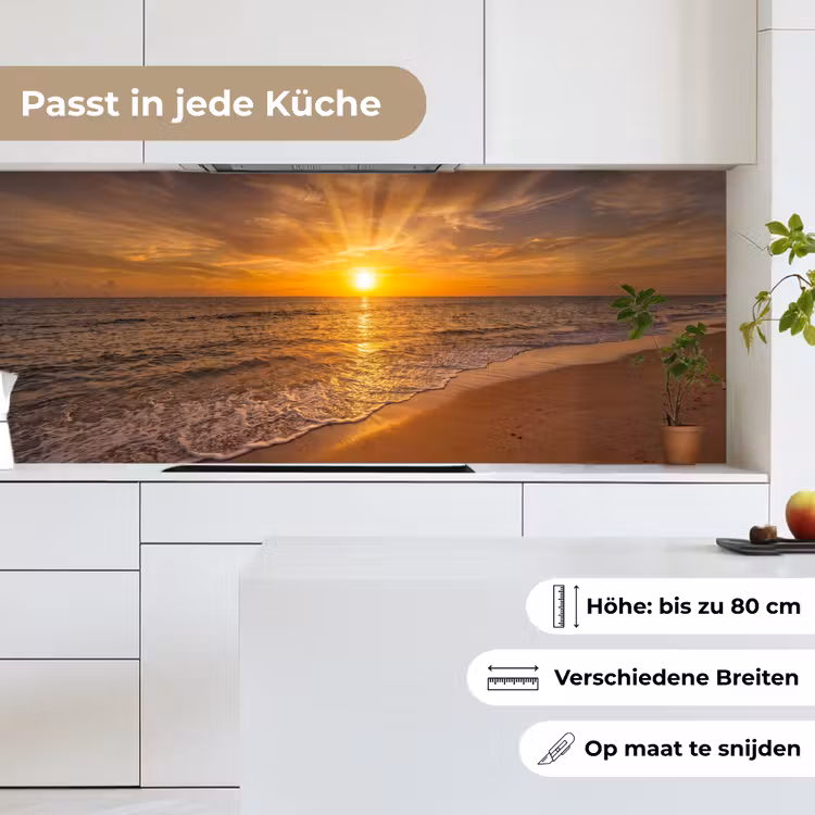 Zee - Zonsondergang - Golven - Kust - Oranje keuken achterwand 2 middel -sfeer4_DE