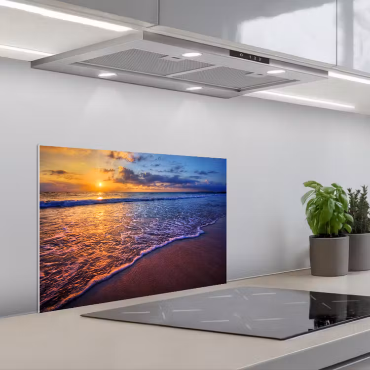 Zee - Strand - Zonsondergang - Wolken - Horizon keuken achterwand spatscherm klein -3d_schuin
