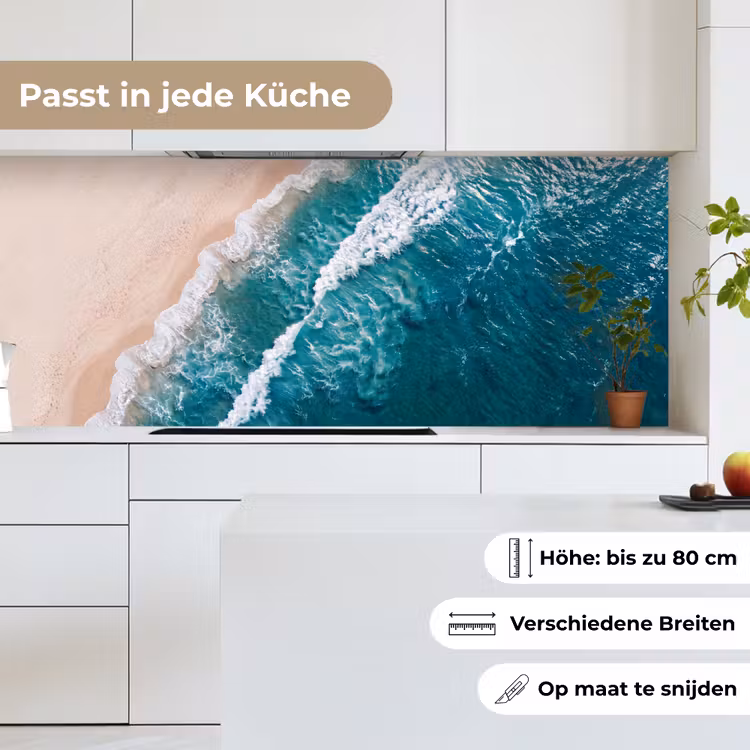 Zee - Strand - Golven - Natuur - Blauw keuken achterwand 2 middel -sfeer4_DE