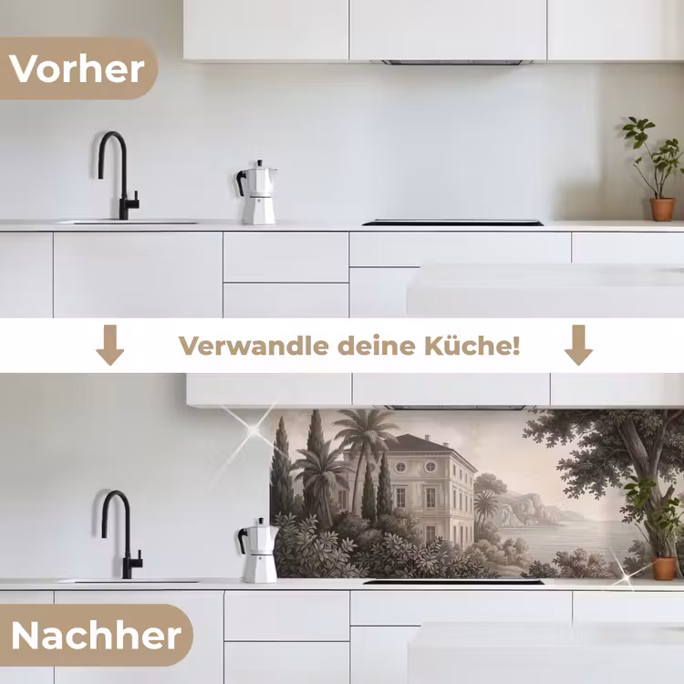 Zee - Villa - Beige keuken achterwand 2 middel -voor-na_DE