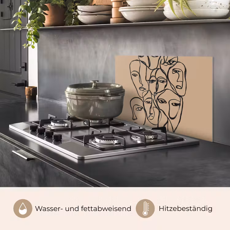 Gezichtenzee - Lijntekening - Abstract keuken achterwand spatscherm klein -usp_DE