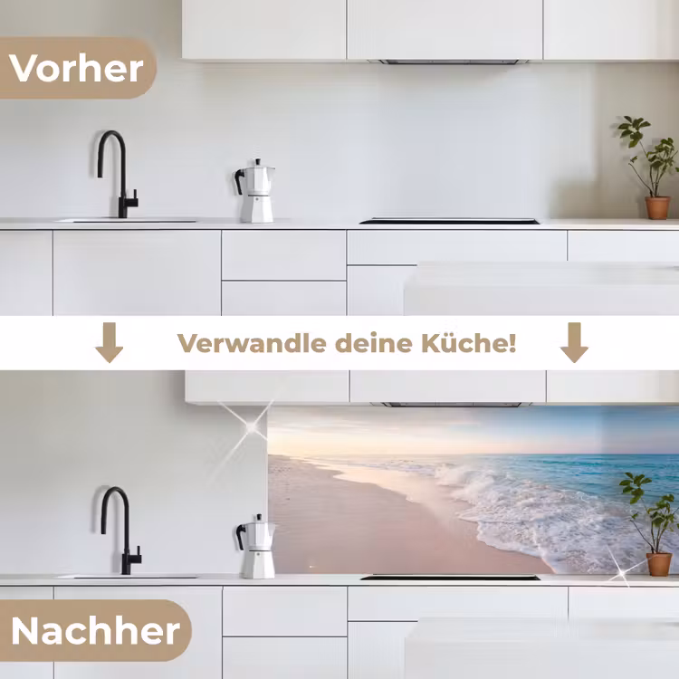 Zee - Golven - Strand - Natuur - Wit keuken achterwand 2 middel -voor-na_DE