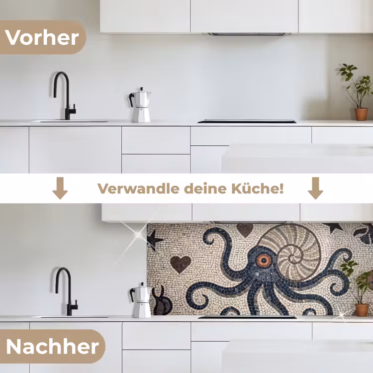 Zeeleven - Mozaïek - Kunst - Vintage - Beige keuken achterwand 2 middel -voor-na_DE