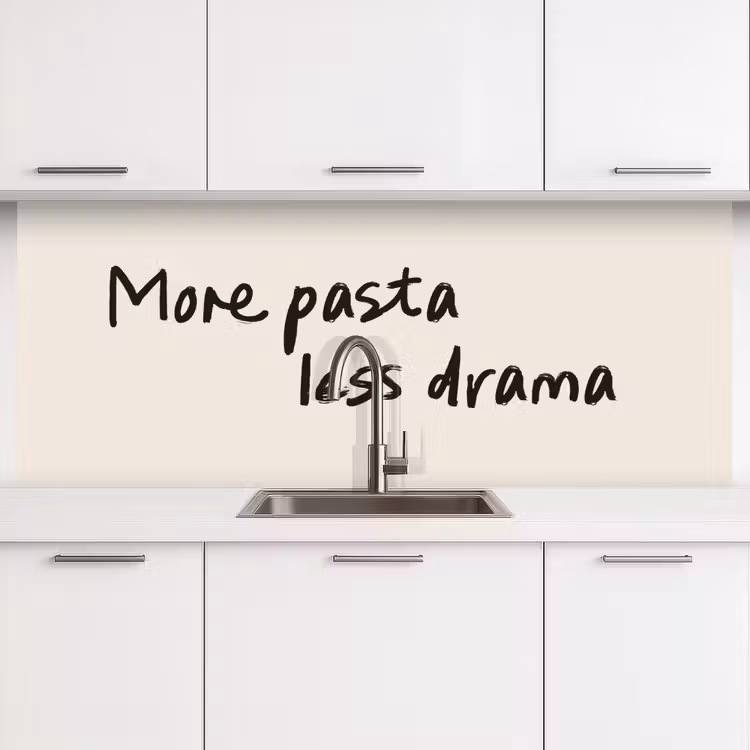More pasta less drama keuken achterwand 2 middel -3d