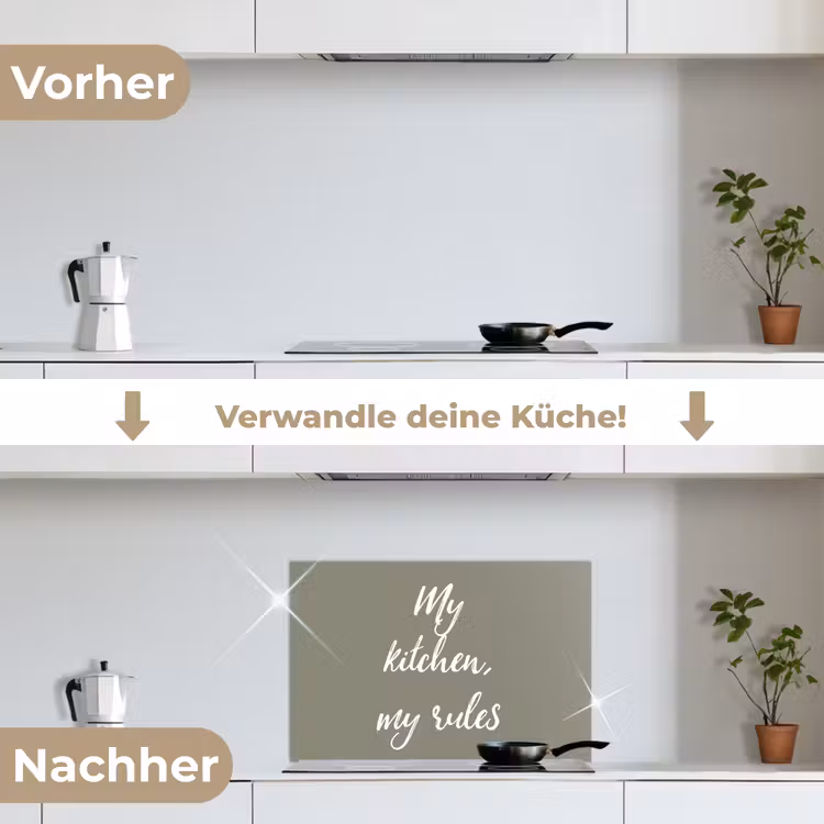 My kitchen, my rules - Spreuken - Quotes keuken achterwand spatscherm klein -voor_na_DE