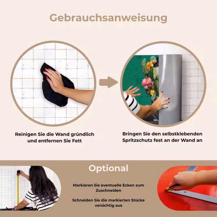 Man - Planten - Groen keuken achterwand spatscherm klein -gebruiksaanwijzing_DE