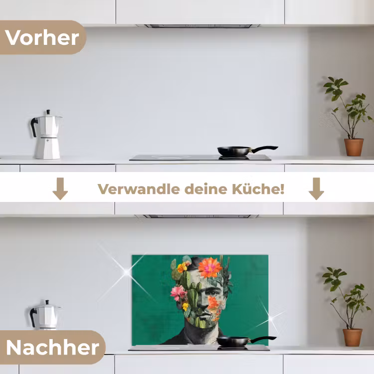 Man - Planten - Groen keuken achterwand spatscherm klein -voor_na_DE