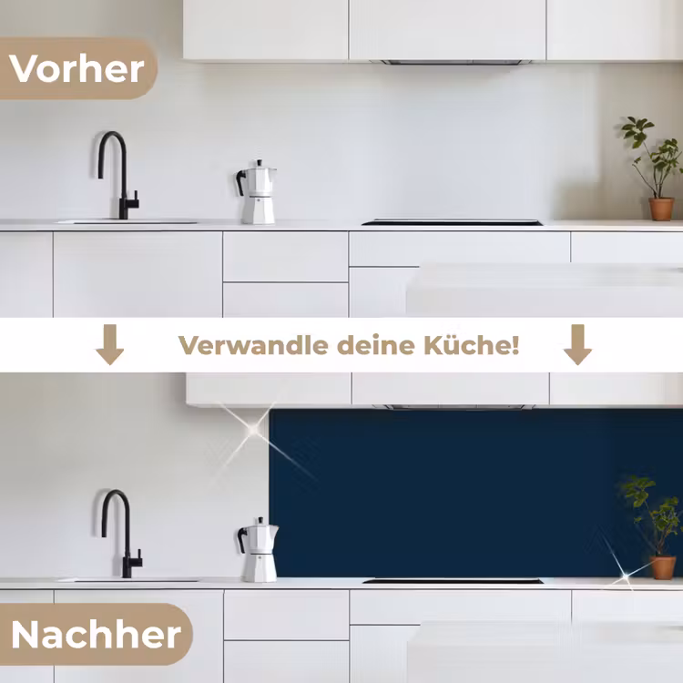 Midnight - Blue - Blauw keuken achterwand 2 middel 871 -voor-na_DE
