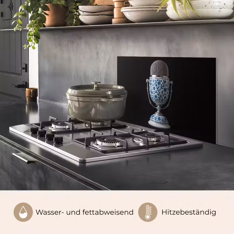 Microfoon - Delfts blauw - Muziek keuken achterwand spatscherm klein -usp_DE