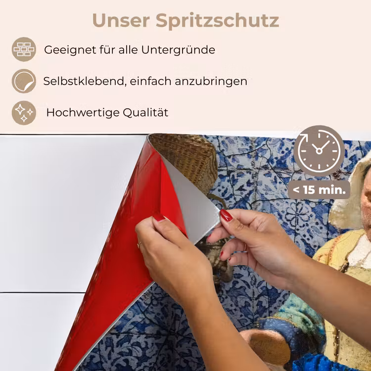 Melkmeisje - Delfts Blauw - Vermeer - Schilderij - Oude meesters keuken achterwand spatscherm klein -spatscherm_DE