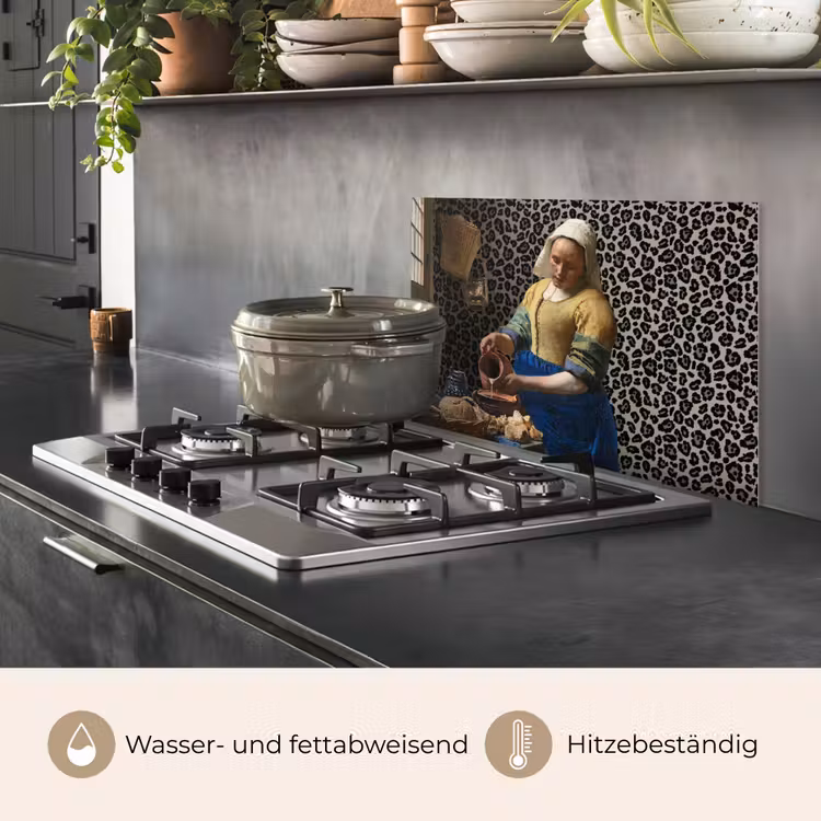 Melkmeisje - Kunst - Panterprint - Vermeer - Schilderij - Oude meesters keuken achterwand spatscherm klein -usp_DE