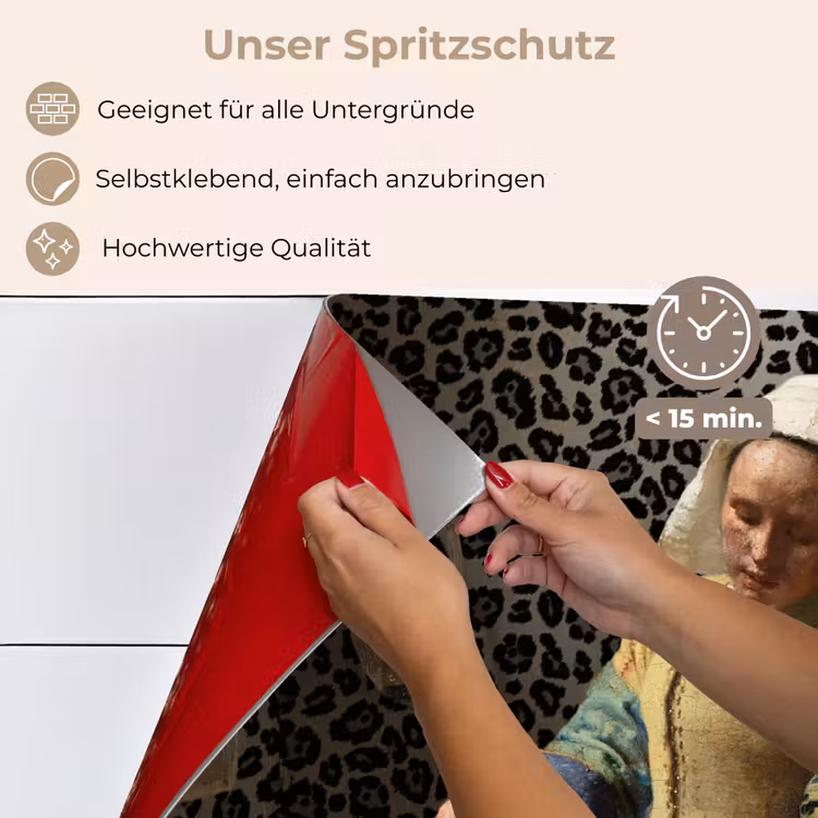 Melkmeisje - Kunst - Panterprint - Vermeer - Schilderij - Oude meesters keuken achterwand spatscherm klein -spatscherm_DE