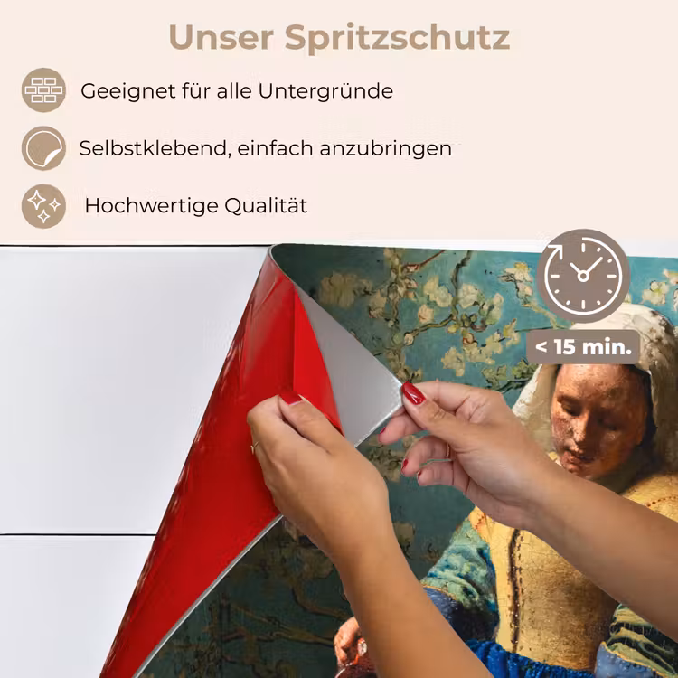 Melkmeisje - Amandelbloesem - Van Gogh - Vermeer - Schilderij - Oude meesters keuken achterwand spatscherm klein -spatscherm_DE
