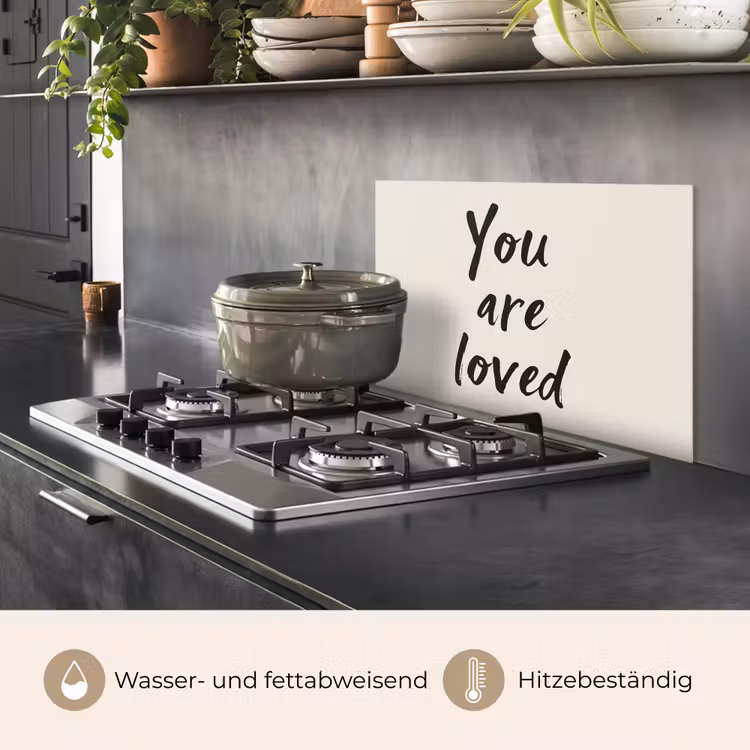 Minimalistisch - Beige - Love keuken achterwand spatscherm klein -usp_DE