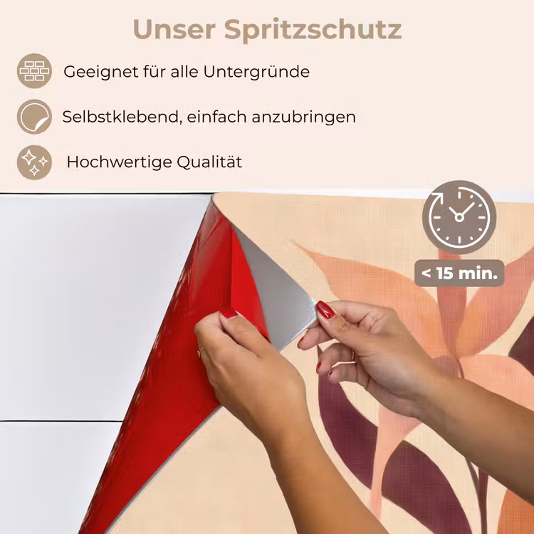 Minimalistisch - Bloem - Bladeren - Beige keuken achterwand spatscherm klein -spatscherm_DE