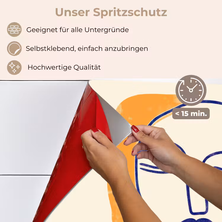 Minimalistisch - Gezicht - Hand - Oranje - Blauw keuken achterwand spatscherm klein -spatscherm_DE
