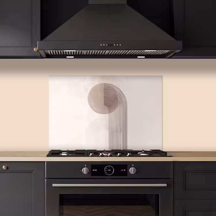 Minimalistisch - Cirkel - Lichtgrijs keuken achterwand spatscherm klein -sfeer1
