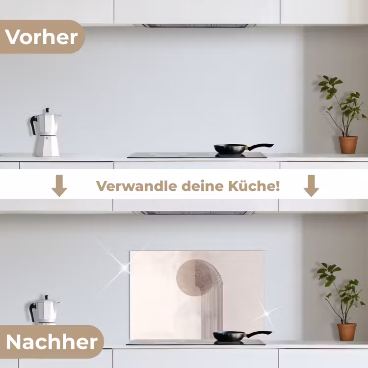 Minimalistisch - Cirkel - Lichtgrijs keuken achterwand spatscherm klein -voor_na_DE