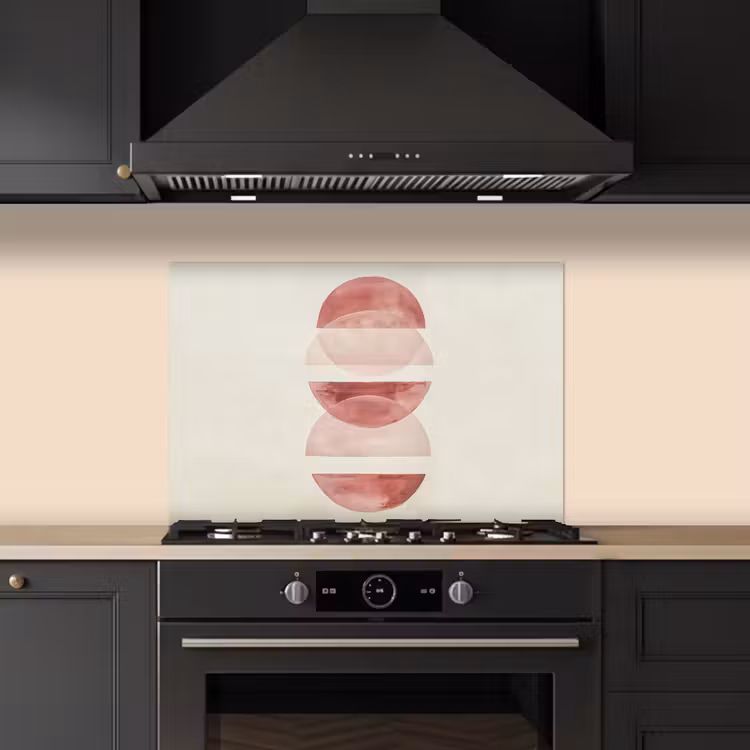 Minimalistisch - Cirkels - Roze keuken achterwand spatscherm klein -sfeer1
