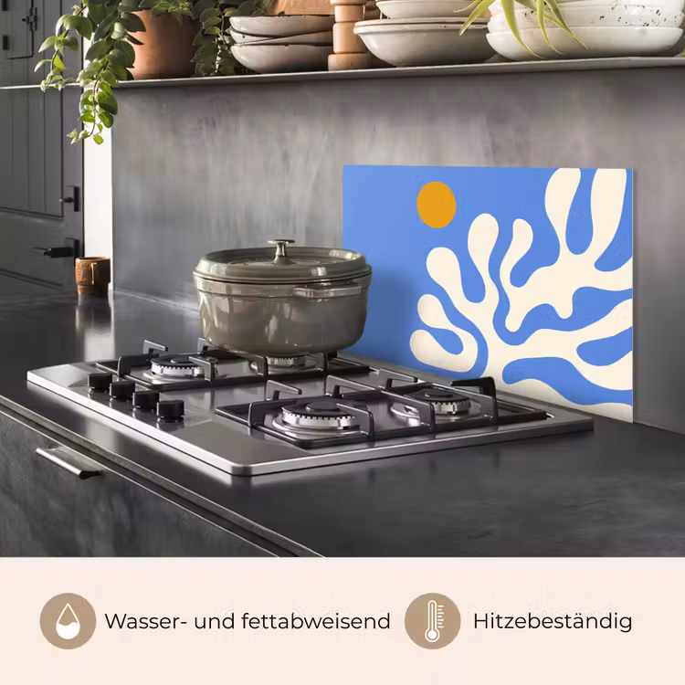 Minimalistisch - Organisch patroon - Blauw keuken achterwand spatscherm klein -usp_DE