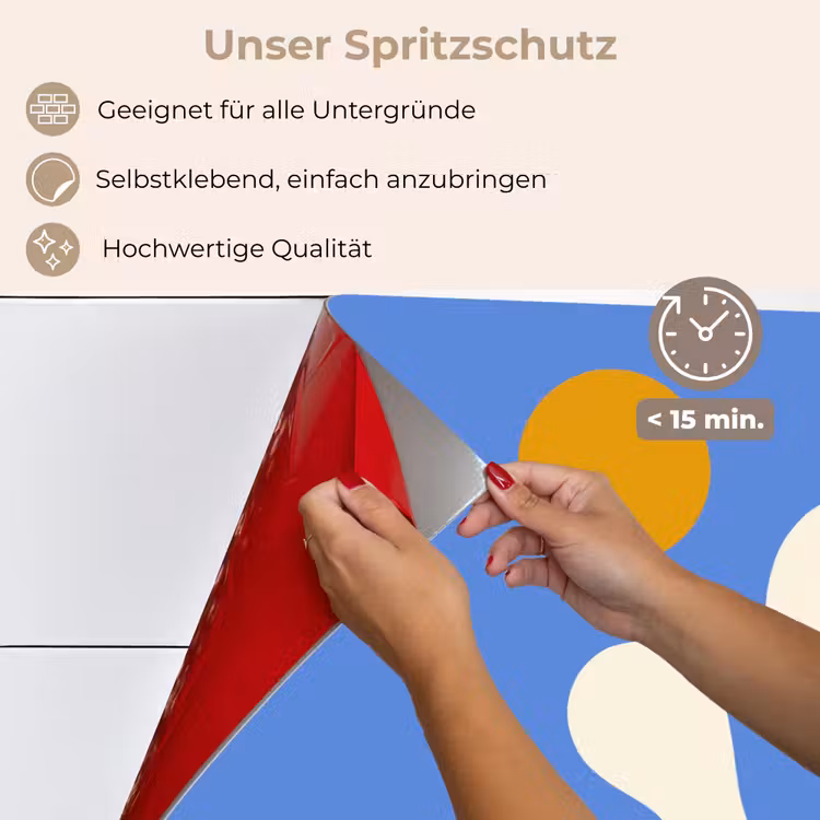 Minimalistisch - Organisch patroon - Blauw keuken achterwand spatscherm klein -spatscherm_DE