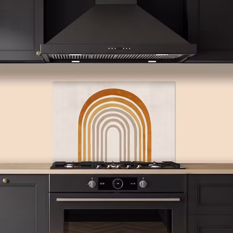 Minimalistisch - Boog - Lijnen - Beige keuken achterwand spatscherm klein -sfeer1