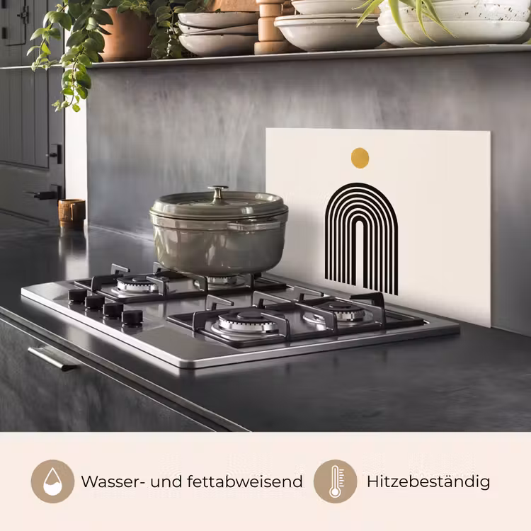 Minimalistisch - Zwarte boog - Gouden cirkel keuken achterwand spatscherm klein -usp_DE