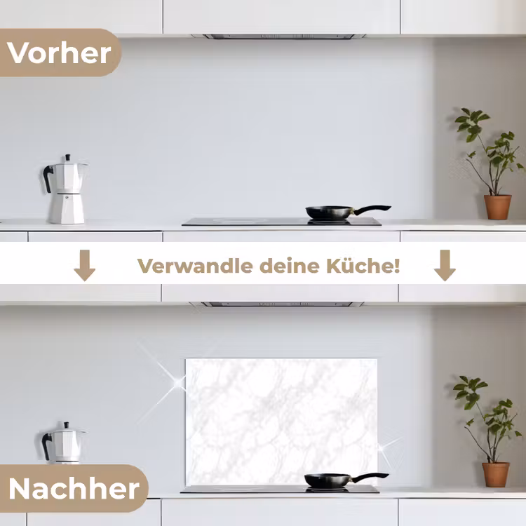 Minimalistisch - Wit - Grijze aders keuken achterwand spatscherm klein 900 -voor_na_DE