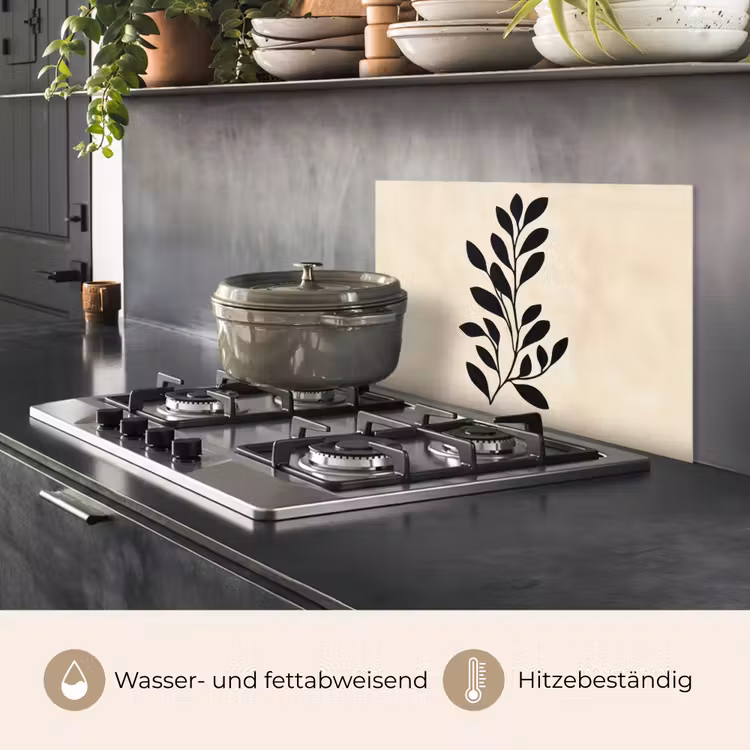 Minimalistisch - Tak - Bladeren - Zwart keuken achterwand spatscherm klein -usp_DE