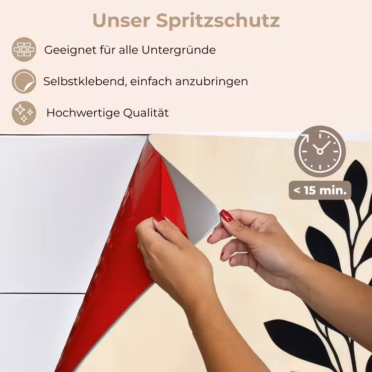 Minimalistisch - Tak - Bladeren - Zwart keuken achterwand spatscherm klein -spatscherm_DE