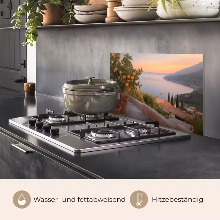 Middelandse zee - Sinaasappel - Heuvels - Zee keuken achterwand spatscherm klein -usp_DE