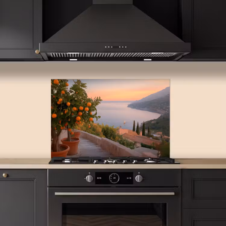 Middelandse zee - Sinaasappel - Heuvels - Zee keuken achterwand spatscherm klein -sfeer1