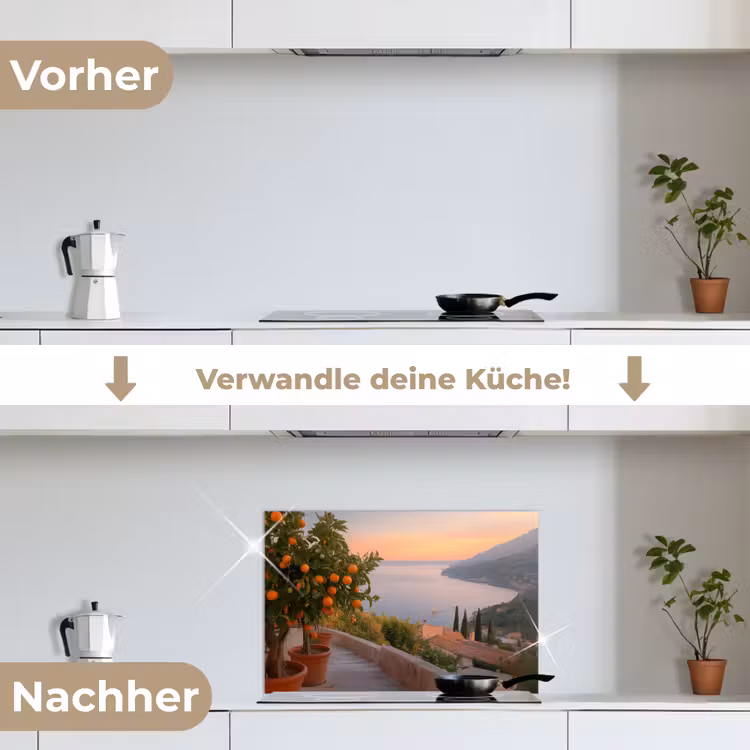 Middelandse zee - Sinaasappel - Heuvels - Zee keuken achterwand spatscherm klein -voor_na_DE