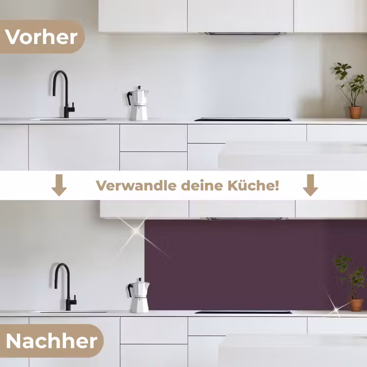 Midnight - Plum - Paars keuken achterwand 2 middel 871 -voor-na_DE