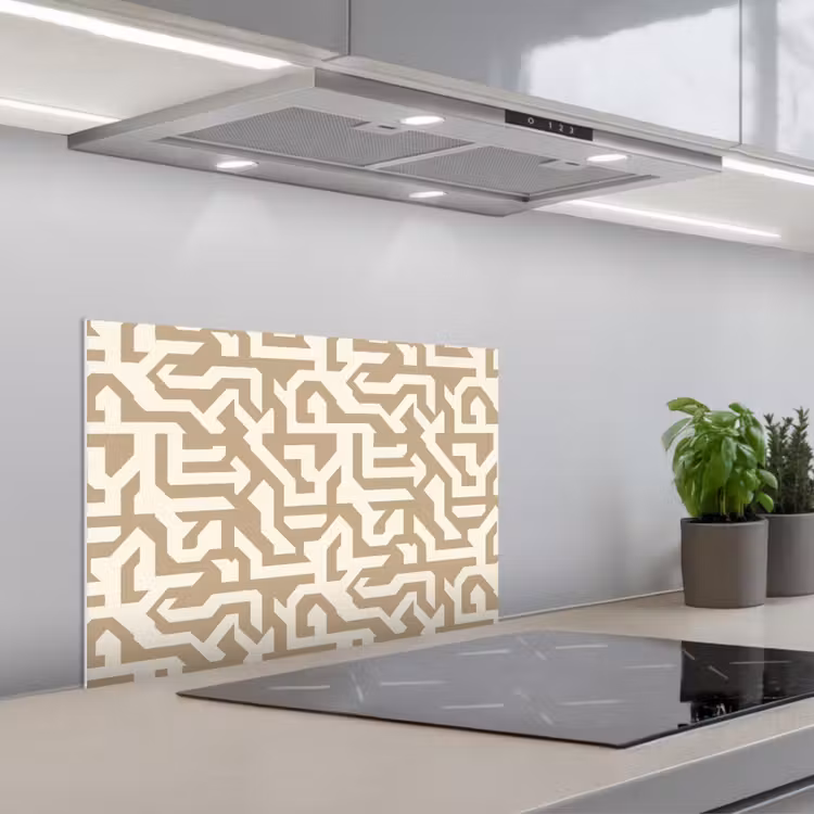 Modern - Abstract - Beige keuken achterwand spatscherm klein 900 -3d_schuin