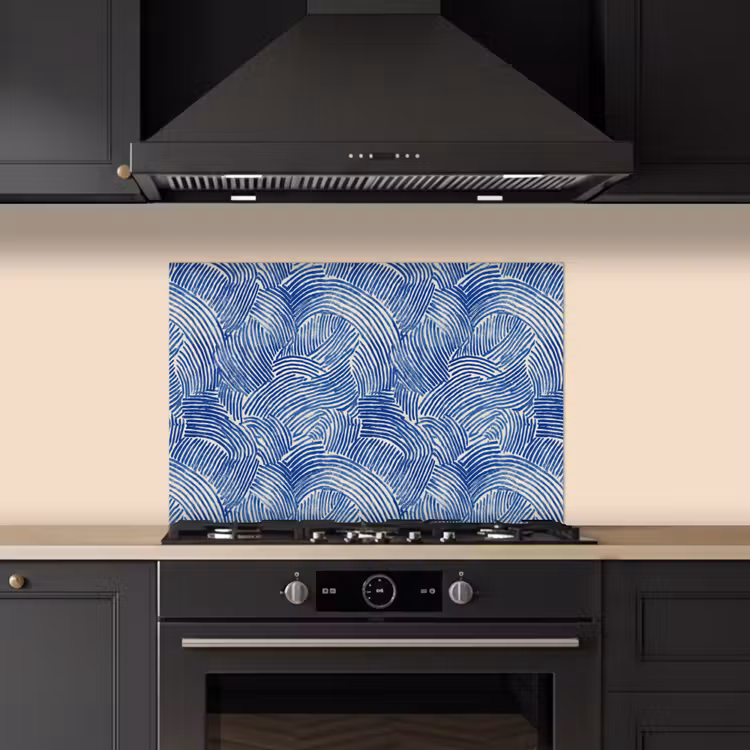 Modern - Abstract - Blauw keuken achterwand spatscherm klein 900 -sfeer1