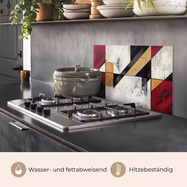 Modern - Abstract - Geometrisch - Rood - Industrieel keuken achterwand spatscherm klein -usp_DE