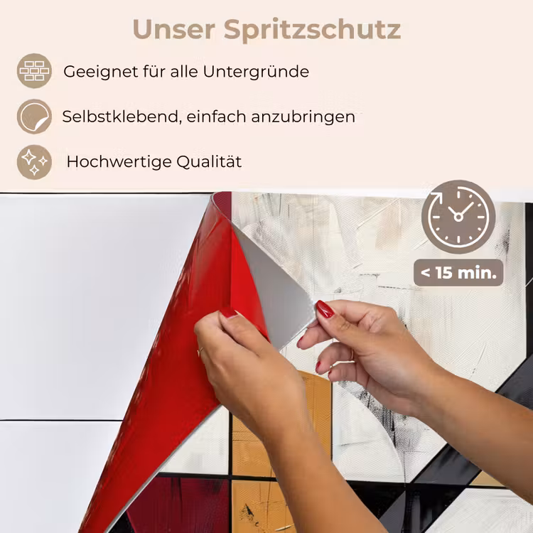 Modern - Abstract - Geometrisch - Rood - Industrieel keuken achterwand spatscherm klein -spatscherm_DE