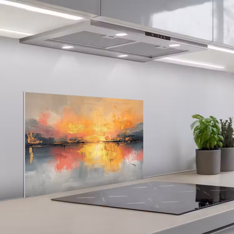 Modern - Abstract - Goud - Roze keuken achterwand spatscherm klein -3d_schuin