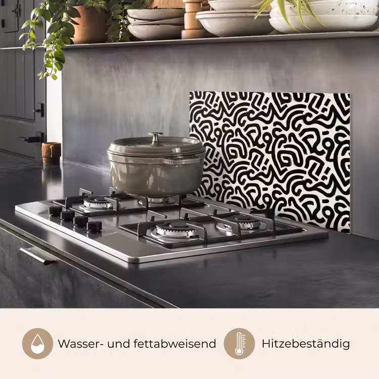 Modern - Abstract - Zwart keuken achterwand spatscherm klein 900 -usp_DE