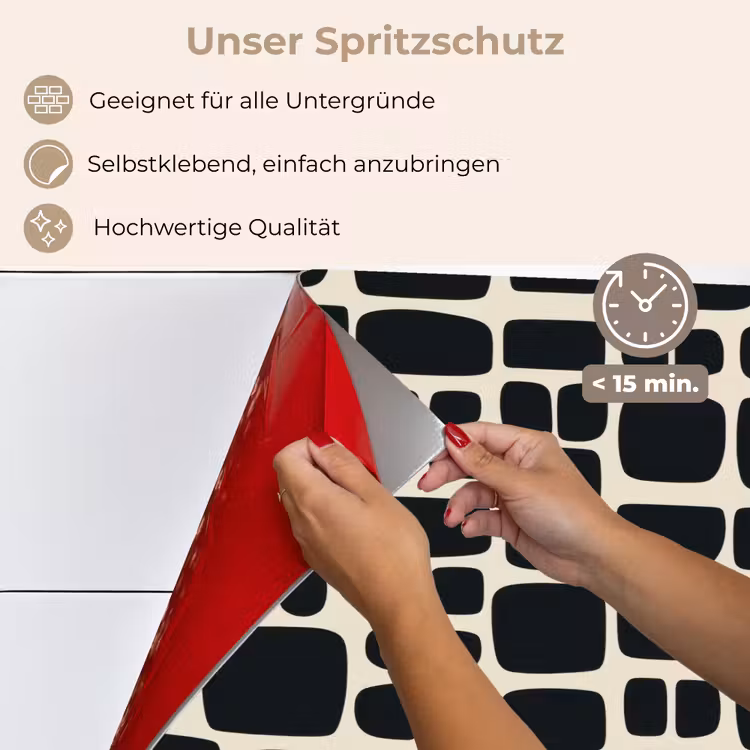 Modern - Organisch - Zwart keuken achterwand spatscherm klein 900 -spatscherm_DE