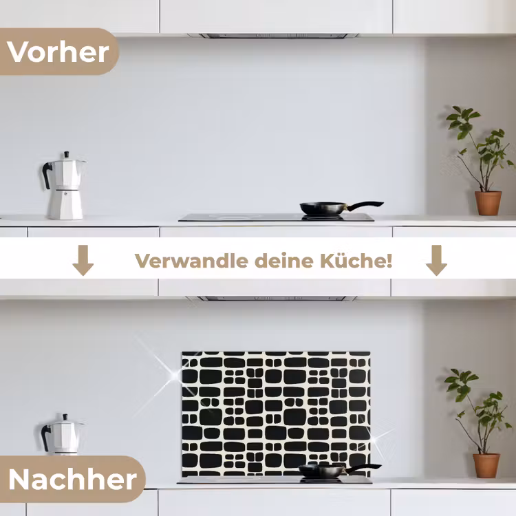 Modern - Organisch - Zwart keuken achterwand spatscherm klein 900 -voor_na_DE