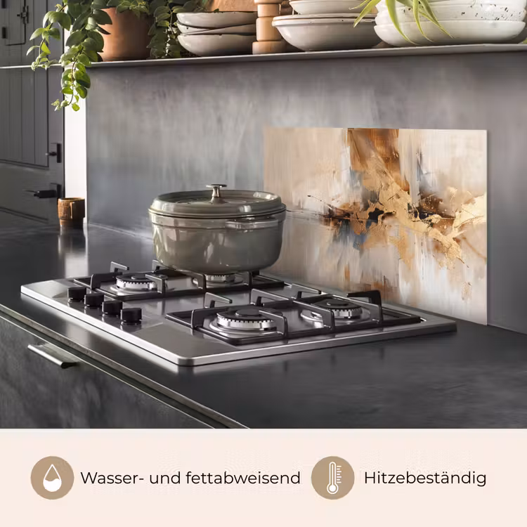 Modern - Bruin - Abstract - Beige keuken achterwand spatscherm klein -usp_DE