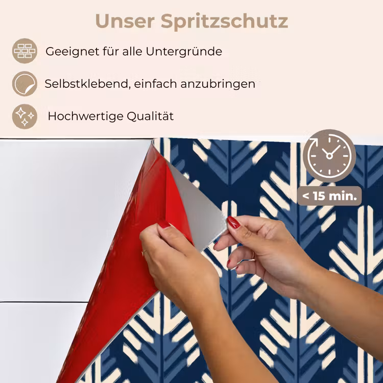 Modern - Patroon - Blauw keuken achterwand spatscherm klein 900 -spatscherm_DE