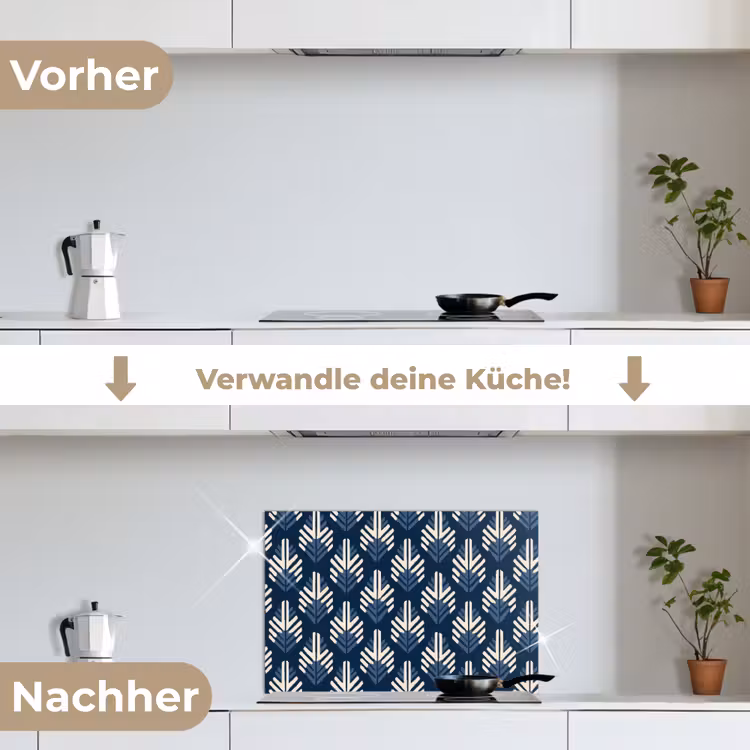 Modern - Patroon - Blauw keuken achterwand spatscherm klein 900 -voor_na_DE