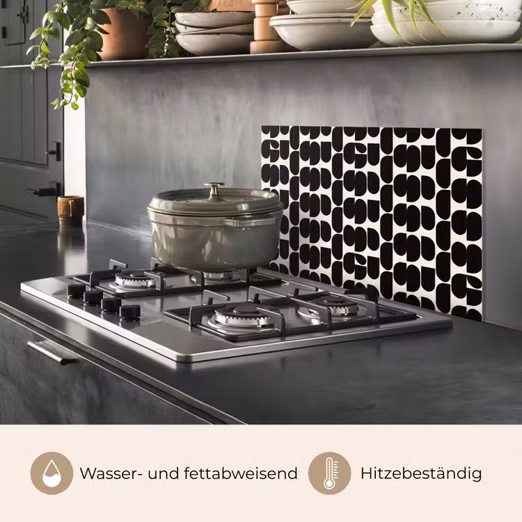Modern - Patroon - Zwart keuken achterwand spatscherm klein 900 -usp_DE